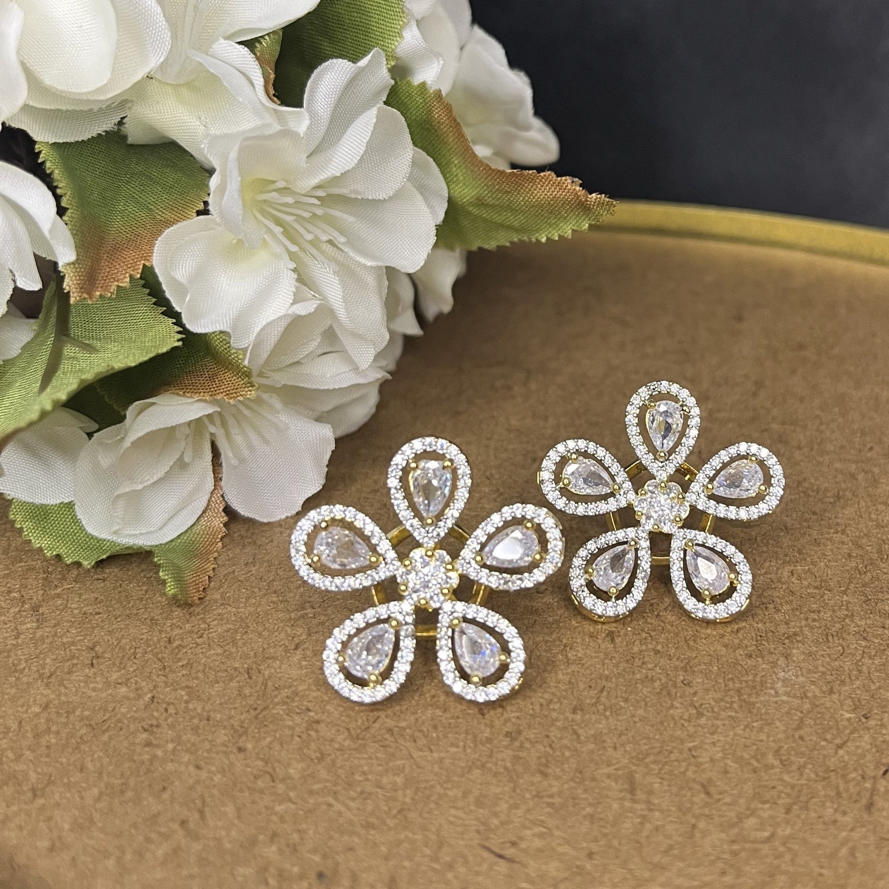 AD Golden Flower Stud Earrings