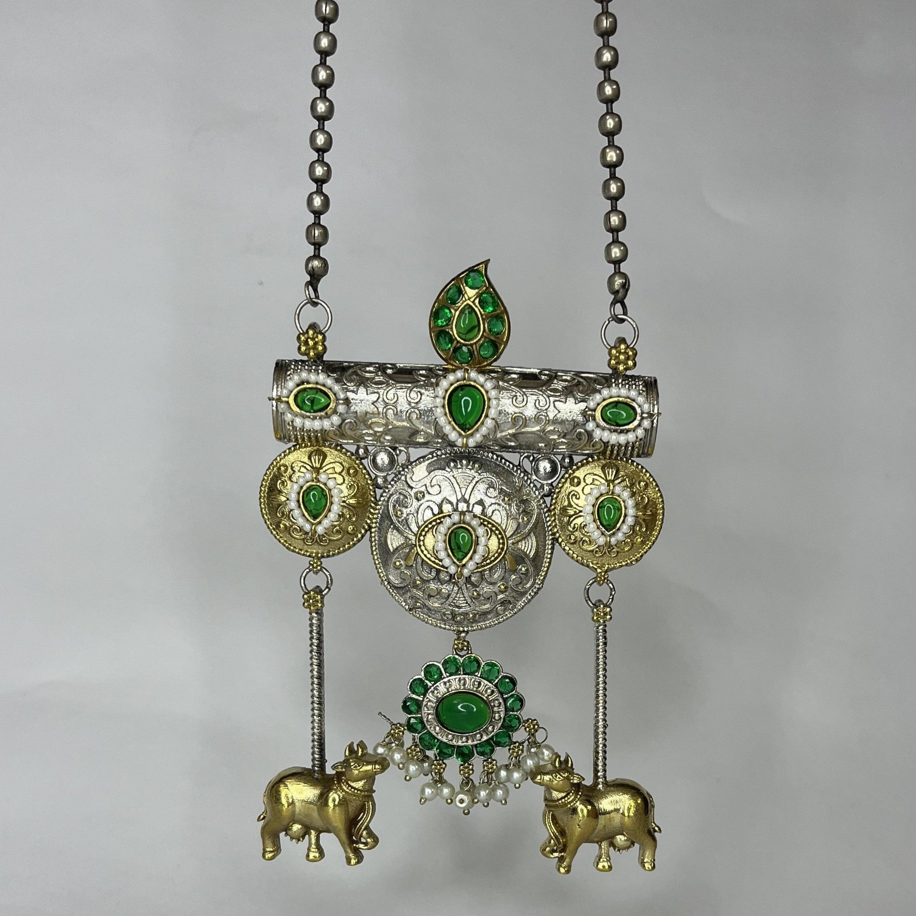 Silver Plated Nandi Necklace Set
