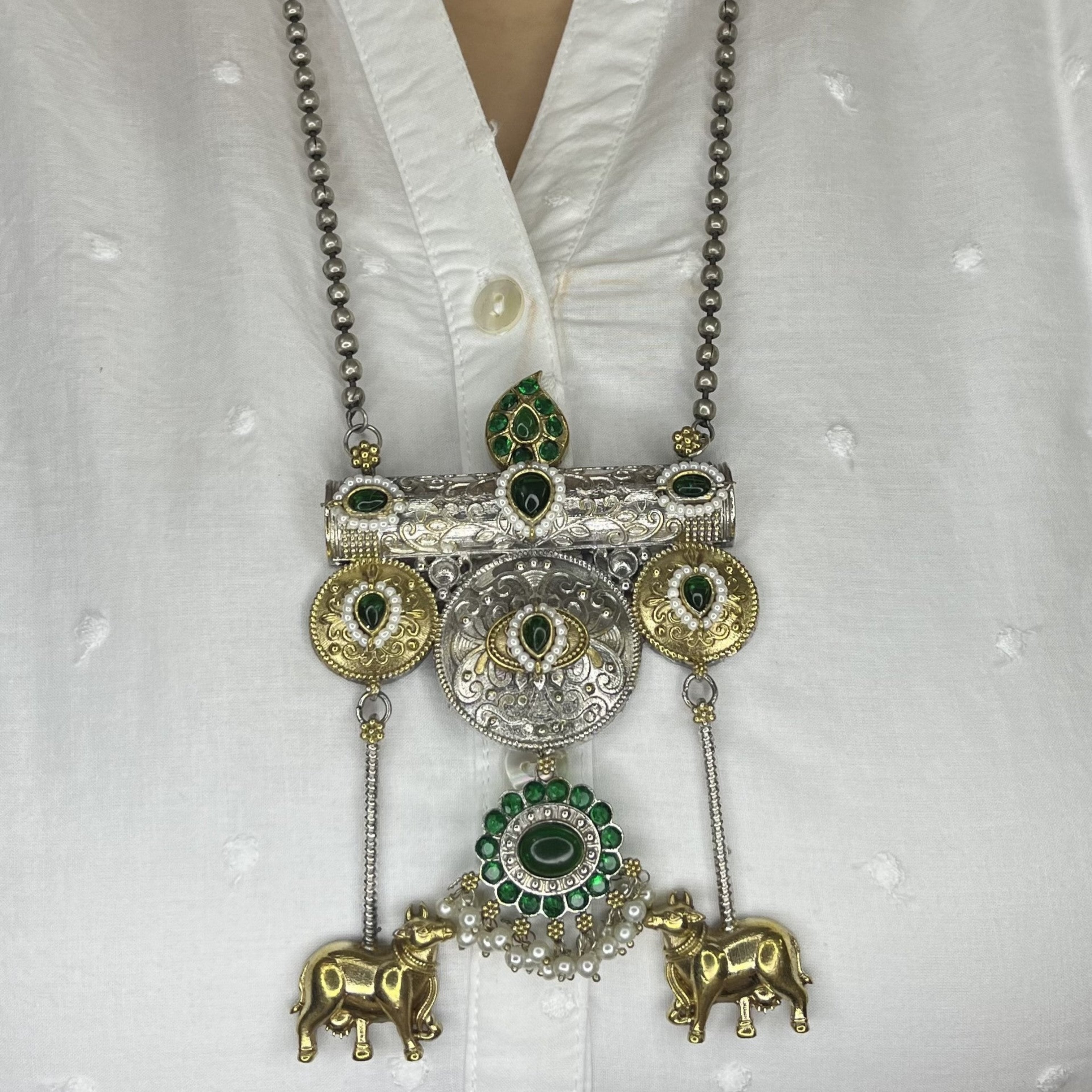 Silver Plated Nandi Necklace Set